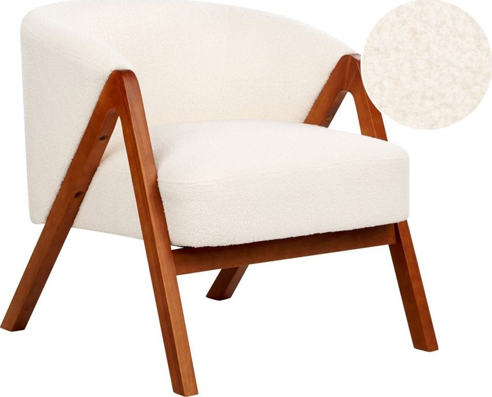 Beliani Fotel boucle złamana biel SKEI