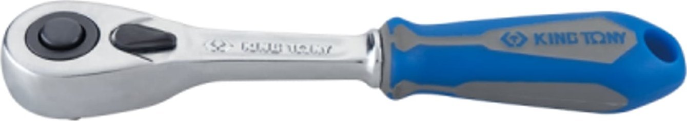 King Tony GRZECHOTKA Z PRZYCISKIEM 1/4" 90 ZĘBÓW 140mm UCHWYT GUMOWY King Tony