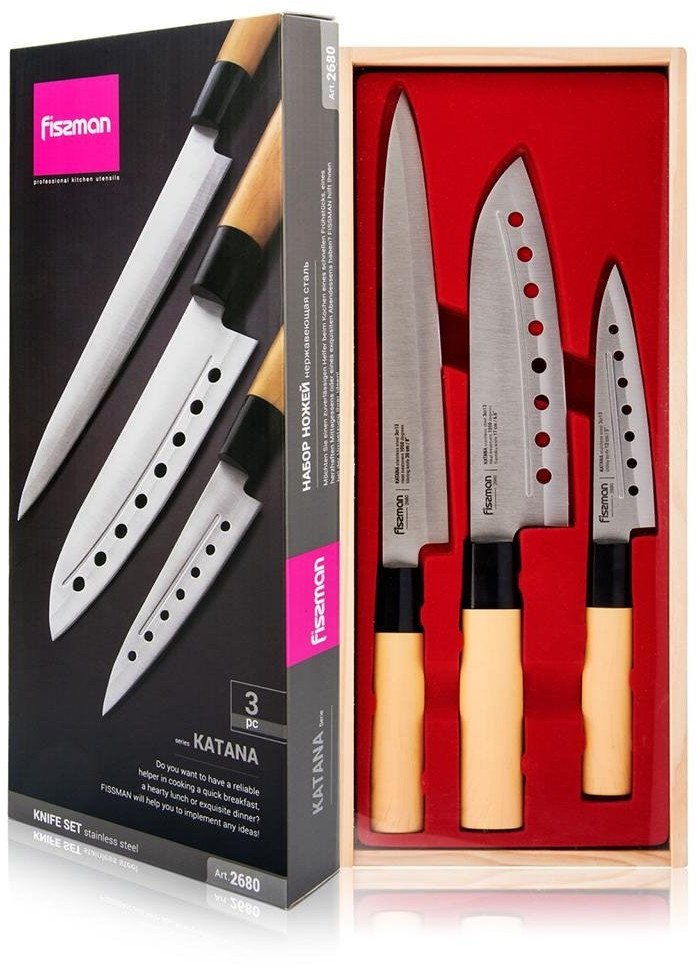 Fissman Katana Zestaw 3 Noży Kuchennych, uniwersalny Zestaw