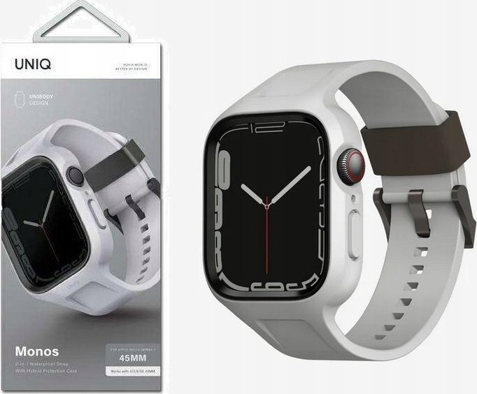 Pasek + etui UNIQ Monos 2in1 Apple Watch 4/5/6/7/8/9/SE 44/45mm szary/chalk grey