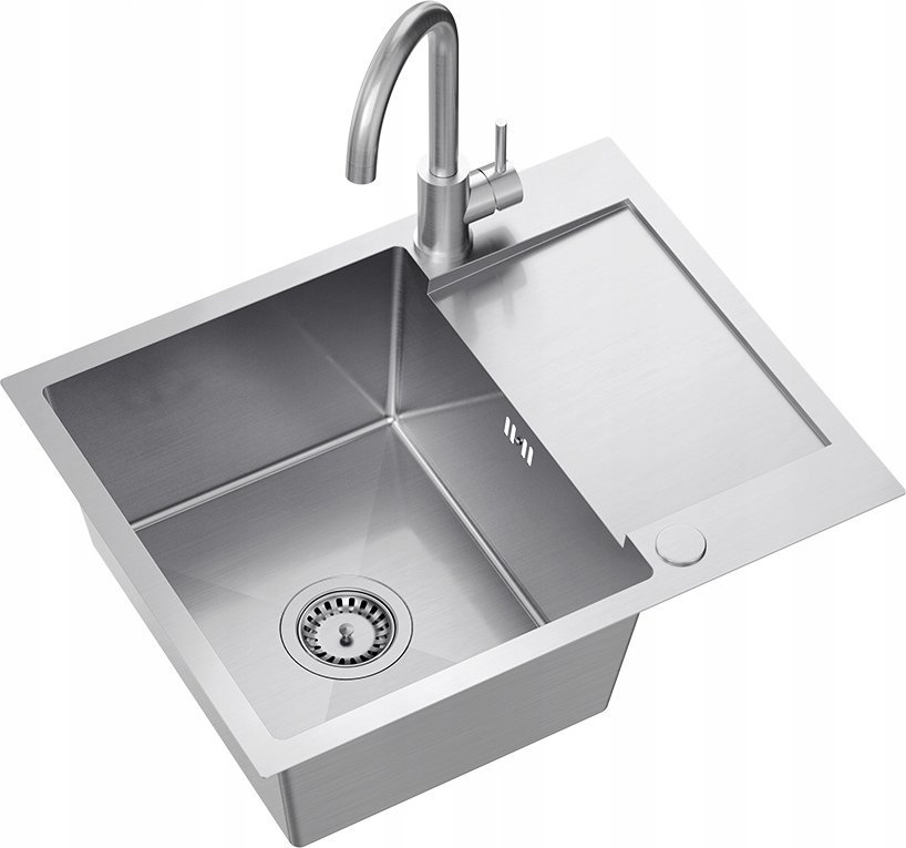 Zlewozmywak QUADRON LUKE 116 zlewozmywak stalowy (60x48x20) z syfonem 1-komorowy z/o + bateria ze stałą wylewką stalowa