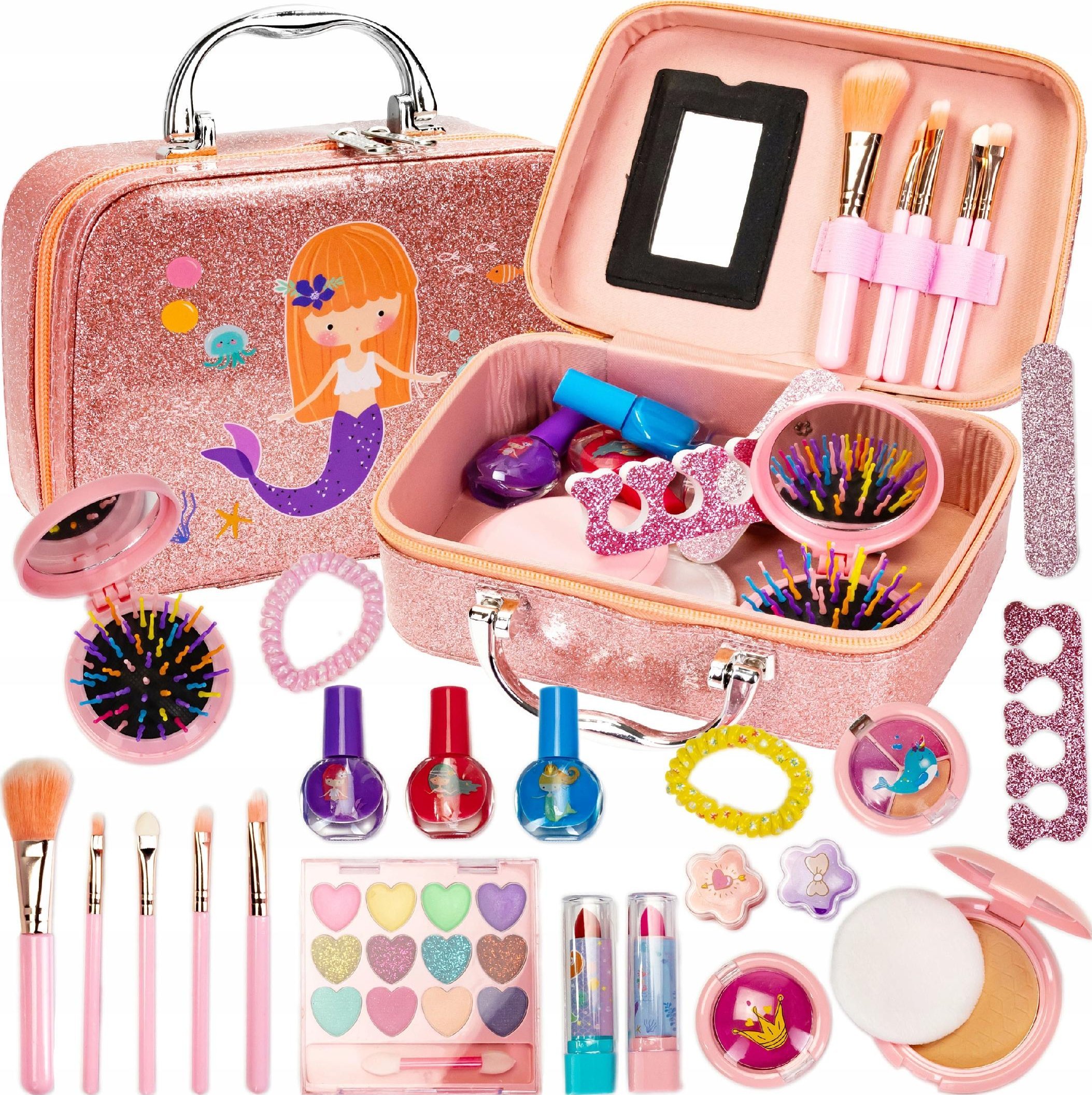 Kuferek Kosmetyków Dla Dzieci Zestaw Beauty Cienie Szminki Szczotka Lakiery