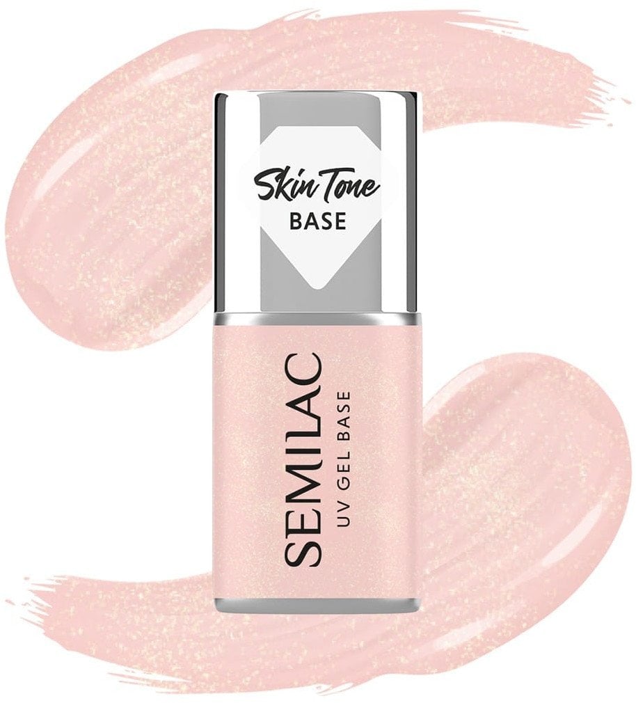 SEMILAC Skin Tone Baza coverowa do lakierów hybrydowych półtransparentna Glitter Peach 7 ml
