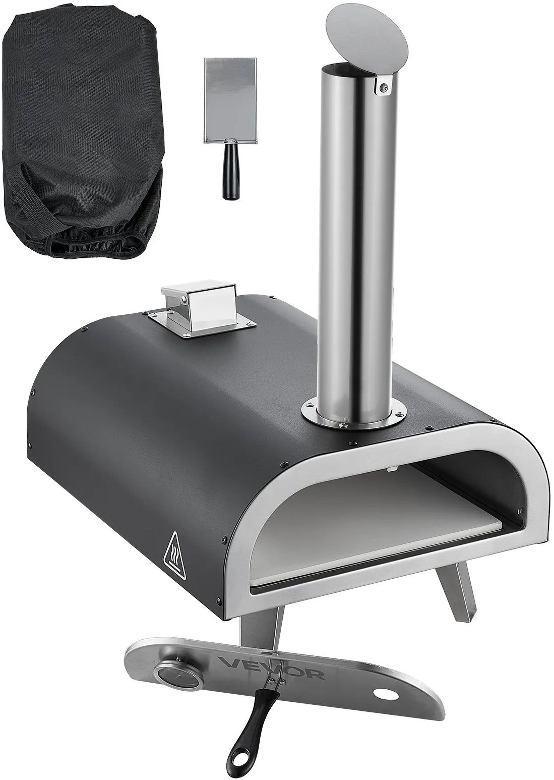 Piec do pizzy 30,5 cm na drewno/pellet, stalowy z termometrem ogrodowy