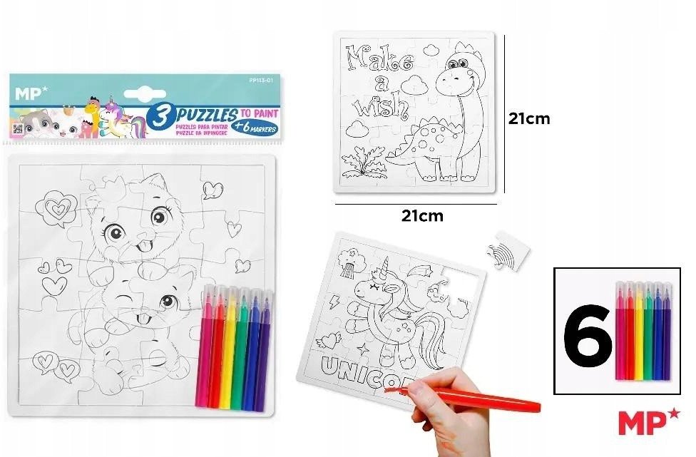 Puzzle do kolorowania z flamastrami