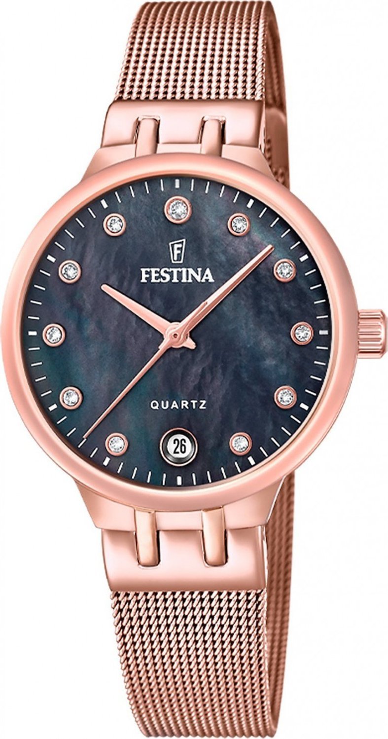Zegarek damski Festina F20716-2 CYRKONIE różowe złoto