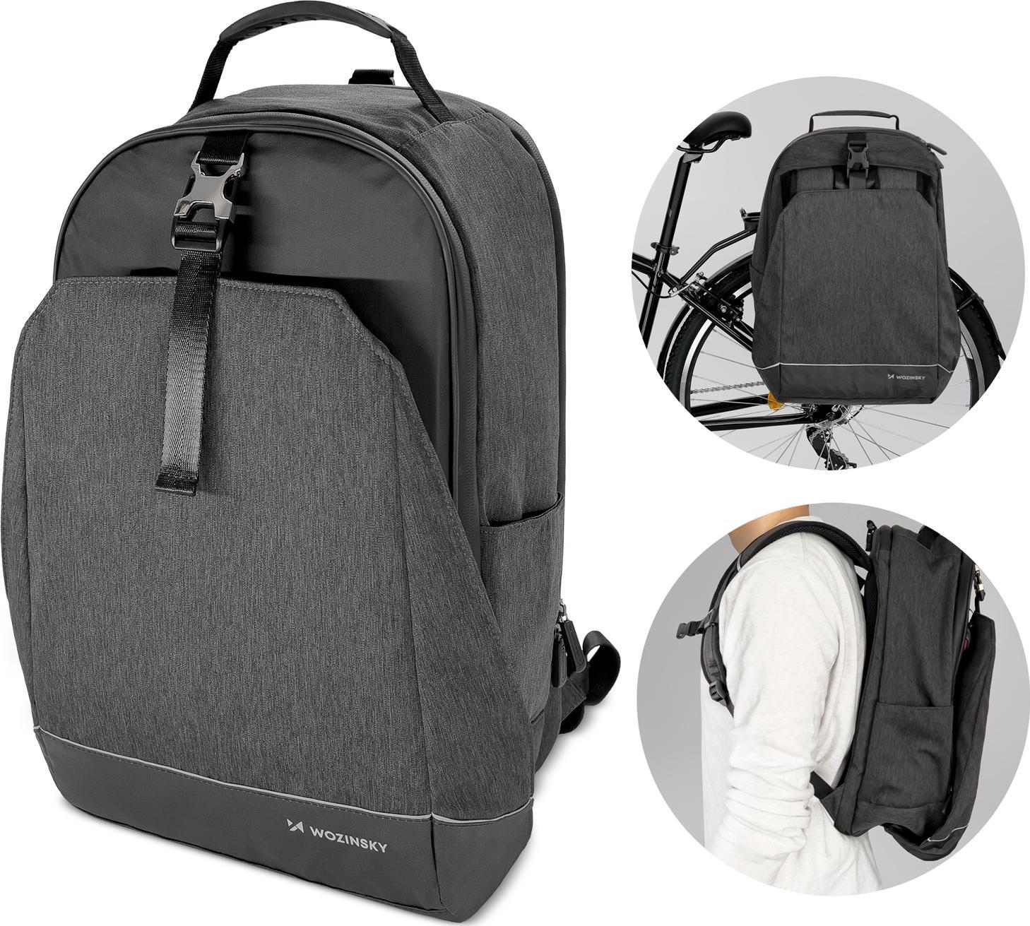 Wozinsky Torba rowerowa na bagażnik plecak rowerowy ze stelażem 2w1 40l czarny (WBB33BK)