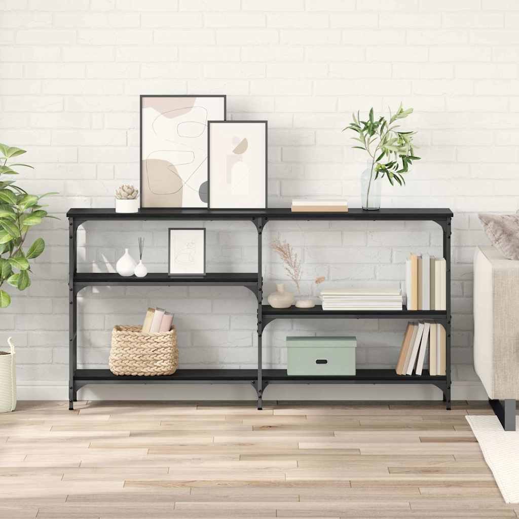 vidaXL Konsola Czarny dąb 150 x 29 x 76.5 cm Materiał z kompozytowego drewna