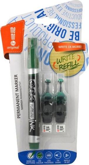 MemoBe Marker permanentny + 2 ampułki zielony