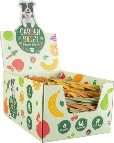 Duvo+ GARDEN BITES FRUITY DENTAL SWIRLS "S" 13cm 108szt ( dispaly zawiera 108szt x 3 )