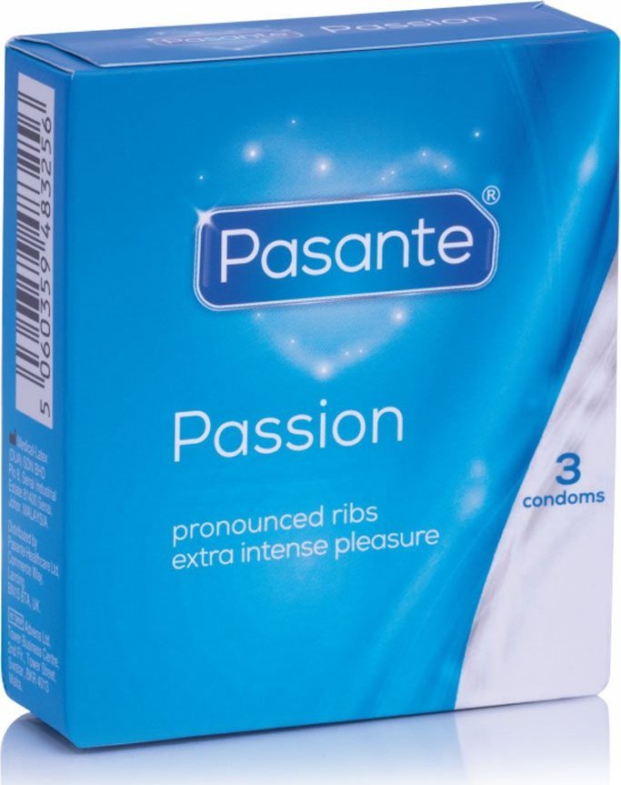 Pasante Prezerwatywy prążki PASANTE Ribbed Passion 3szt