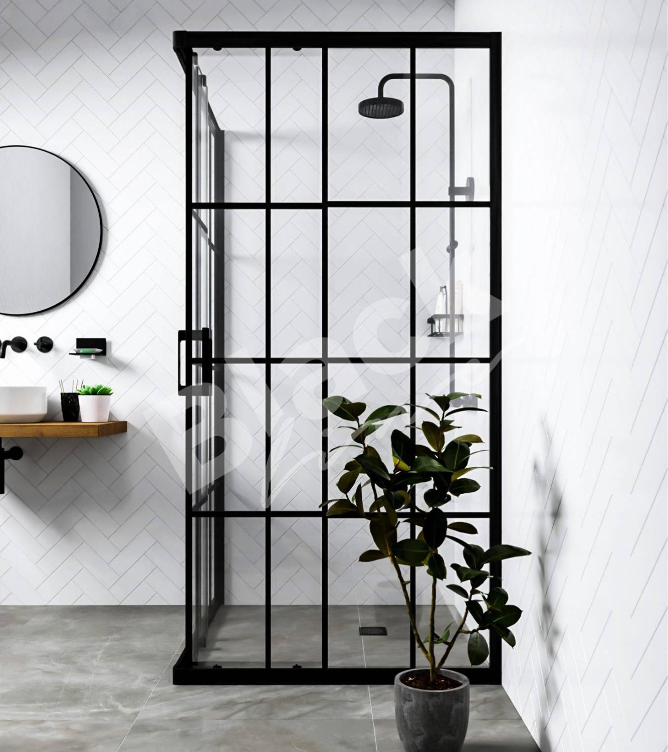 INDES Czarna kabina prysznicowa przesuwna loft 120x100cm