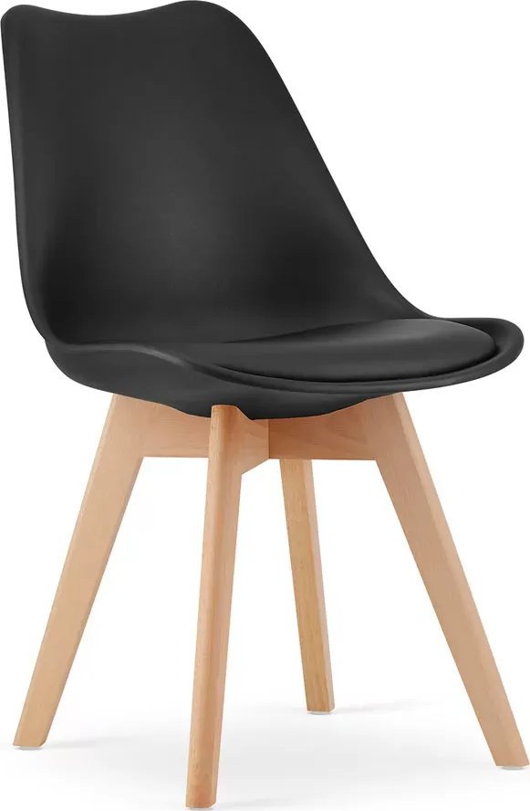 Elior Zestaw czarnych krzeseł kuchennych z poduszką 4 szt. - Asaba 3S