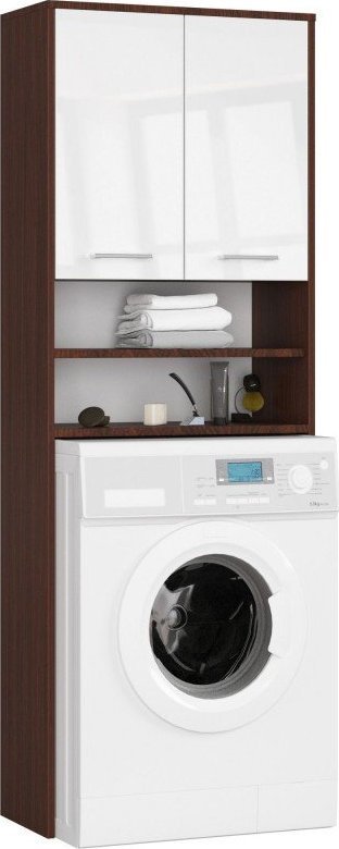 Fabryka Mebli Akord SŁUPEK REGAŁ ŁAZIENKOWY FIN NAD PRALKĘ WENGE / BIAŁY POŁYSK