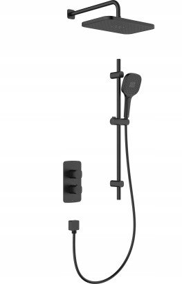 5759-301-81 / KFA / MALAGA / ZESTAW NATRYSKOWY PODTYNK TERMOSTAT Z DRĄŻKIEM PRZESUWNYM , BLACK /