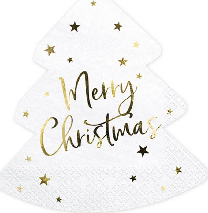 Party Deco Serwetki bożonarodzeniowe Choinka - Merry Christmas - 32,5 cm - 20 szt. uniwersalny