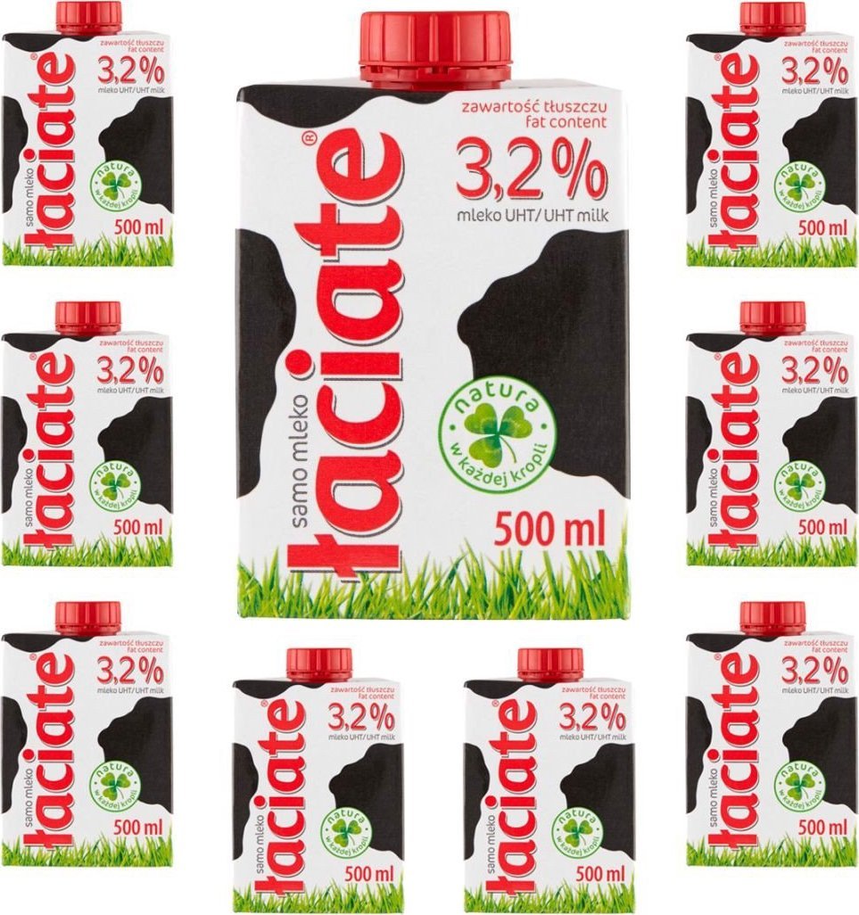 Łaciate Łaciate Mleko UHT 3,2 % 500 ml x 8 sztuk