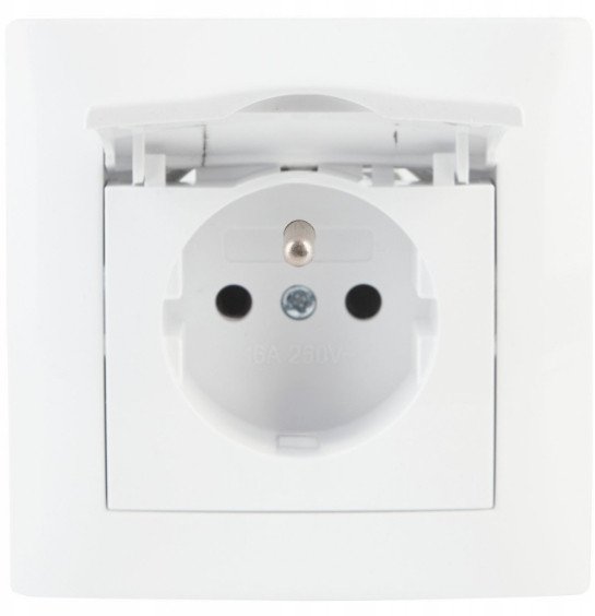 Gniazdo pojedyncze z klapką i uziemieniem VCX WESA LC 52 Biały