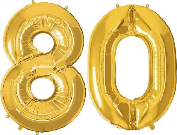 Springos Balony na urodziny cyfra 80 foliowe 40 cm złoty UNIWERSALNY