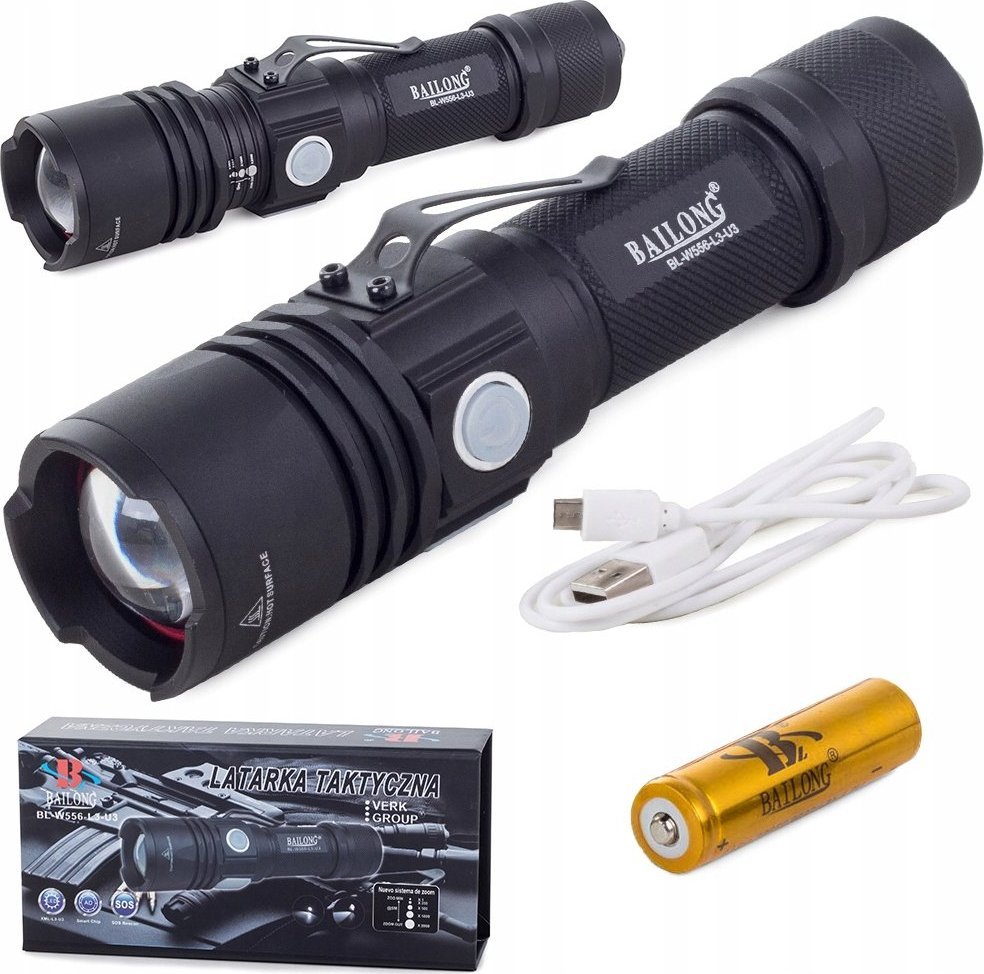 Latarka Verk LATARKA TAKTYCZNA BAILONG CREE LED XM-L T6 USB