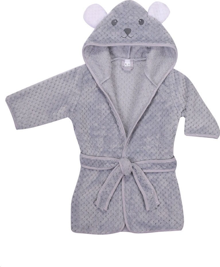 UVIE Ciepły polarowy szlafrok dziecięcy szary Soft