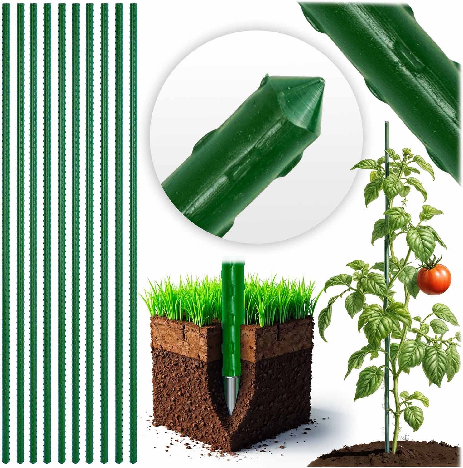 Tyczki do roślin 180 cm Plonos PL-940 zielone 10szt