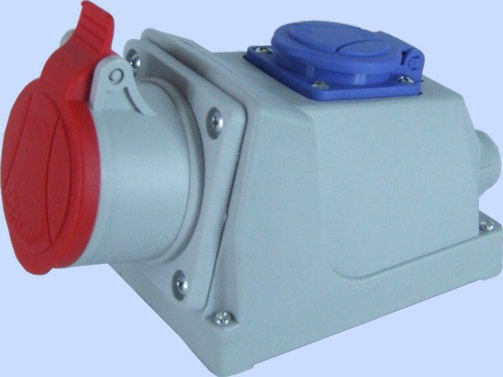 Elektromet Gniazda stałe COMBI okablowane z listwą przyłączeniową czerwone 400V / niebieskie 230V (921840)