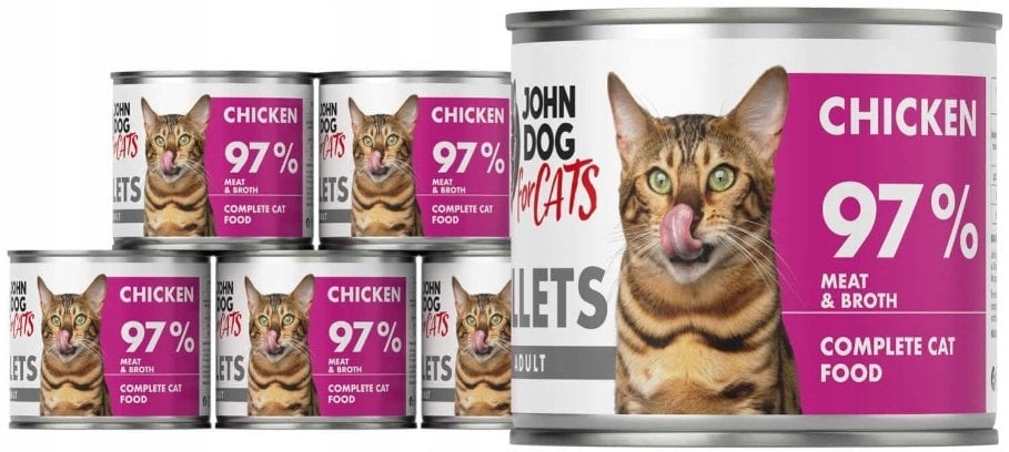 John Dog JD for CATS dorosły KURCZAK filety KARMA MOKRA 140g*6
