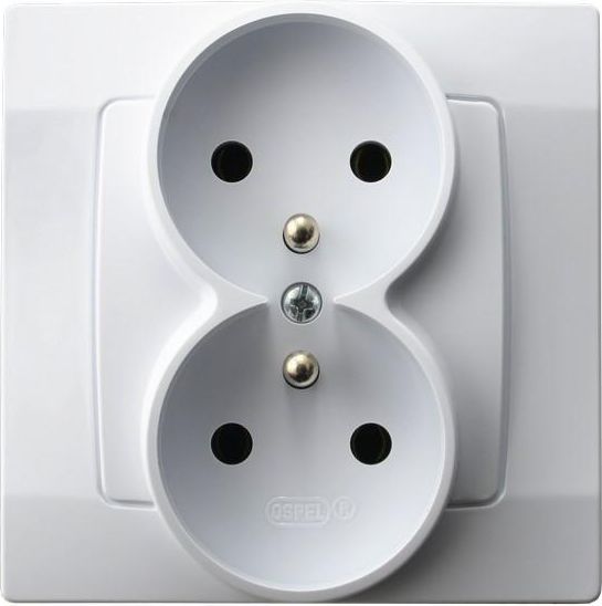 Ospel Gniazdo Karo podwójne z uziemieniem białe (GP-2SZ/00)