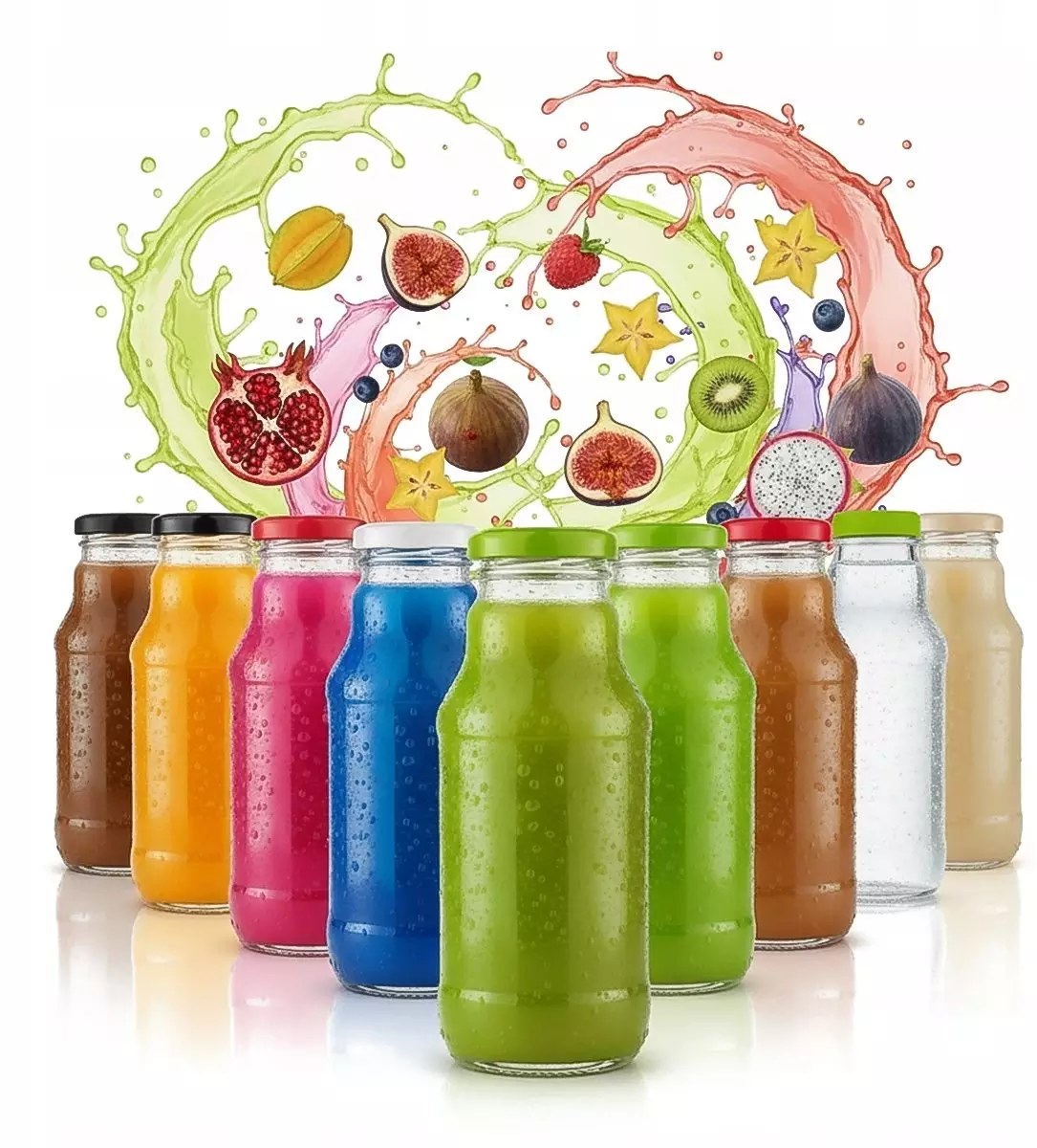 100x Butelki na sok KUBUŚ 330ml + WIECZKO Butelka Szklana Na Soczek Syrop