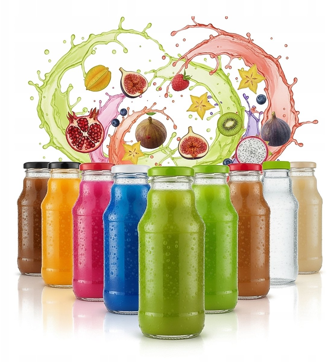 100x Butelki na sok KUBUŚ 330ml + WIECZKO Butelka Szklana Na Soczek Syrop