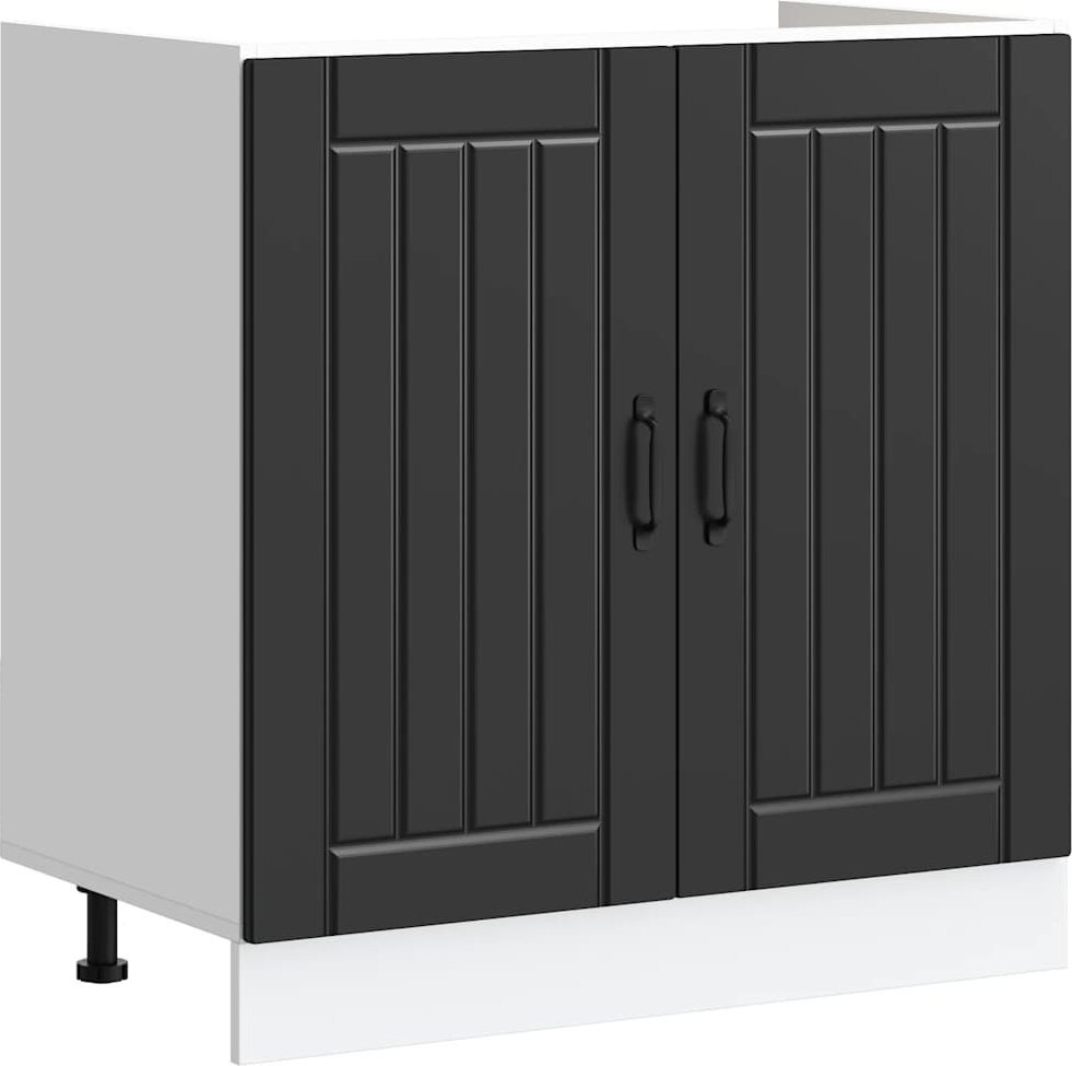 vidaXL Szafka pod zlewozmywak Lucca z czarnego drewna klejonego