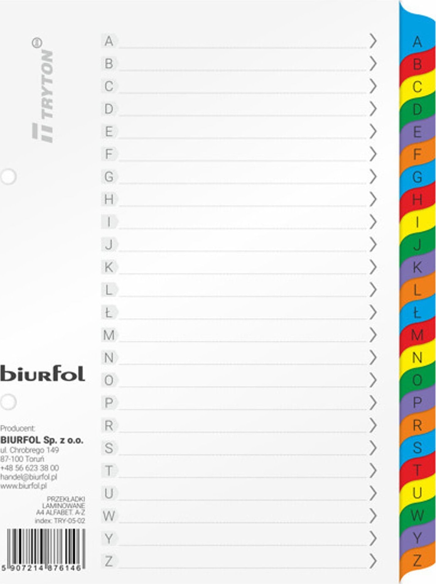 Biurfol Przekładki kartonowe Biurfol A5 A-Z alfabetyczne