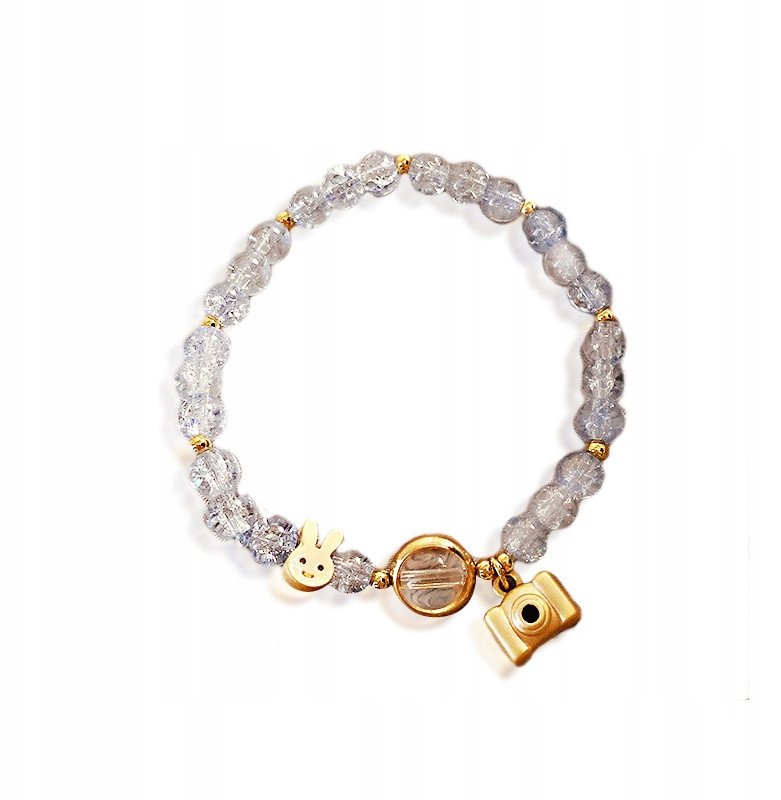 BRANSOLETKA CHARMS Kryształy KRÓLIK KAMERA 105