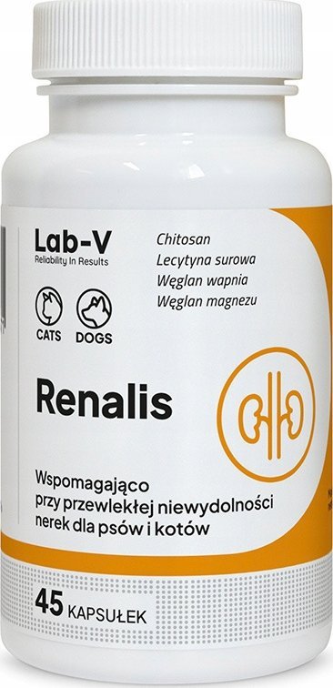 Lab-V Renalis- Wsparcie przy przewlekłej niewydolności nerek dla psów i kotów 45 kapsułekj