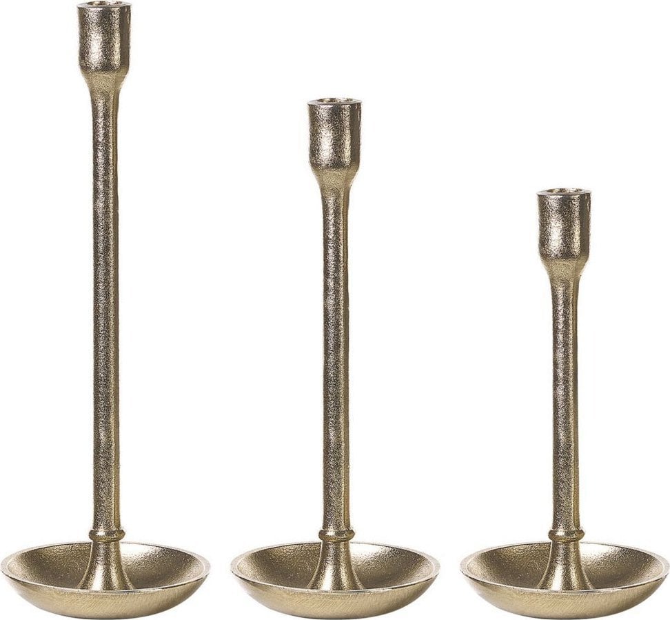 Beliani Zestaw 3 świeczników złoty LIWUNG