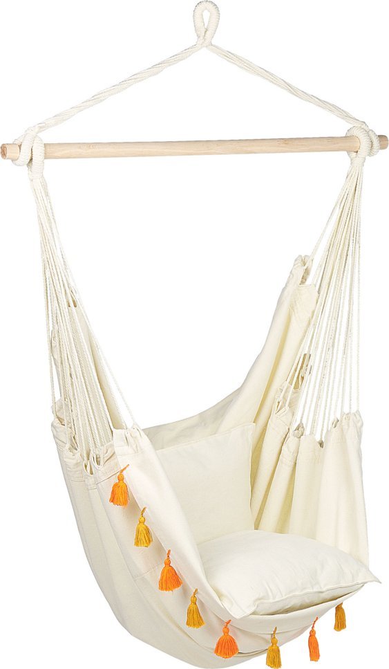 Beliani Fotel wiszący krzesło brazylijskie bawełniane beżowe VARENA