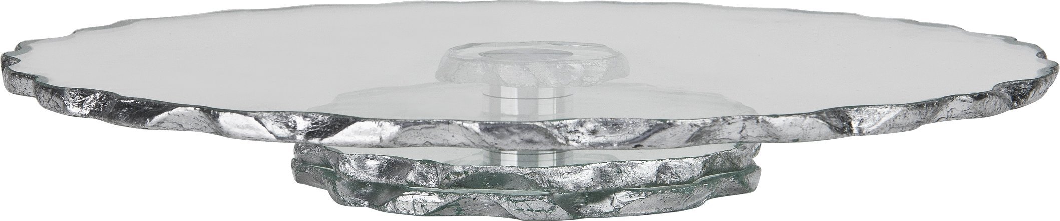 Art-Pol Patera ozdobna szklana obrotowa 33cm Srebrna