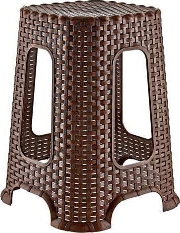 Korona Shops Taboret krzesło stołek Rattan Brązowy do 90 kg
