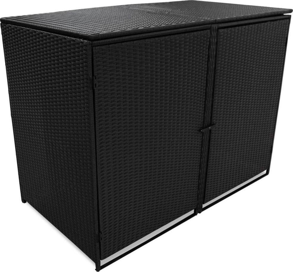 vidaXL VidaXL Osłona na 2 kosze na śmieci, polirattan, czarna, 148x80x111 cm