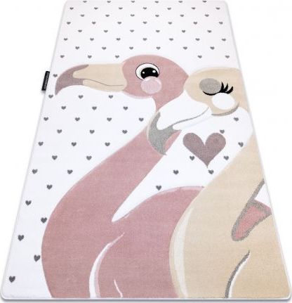Dywany Łuszczów Dywan PETIT FLAMINGOS FLAMINGI SERDUSZKA krem, 120x170 cm