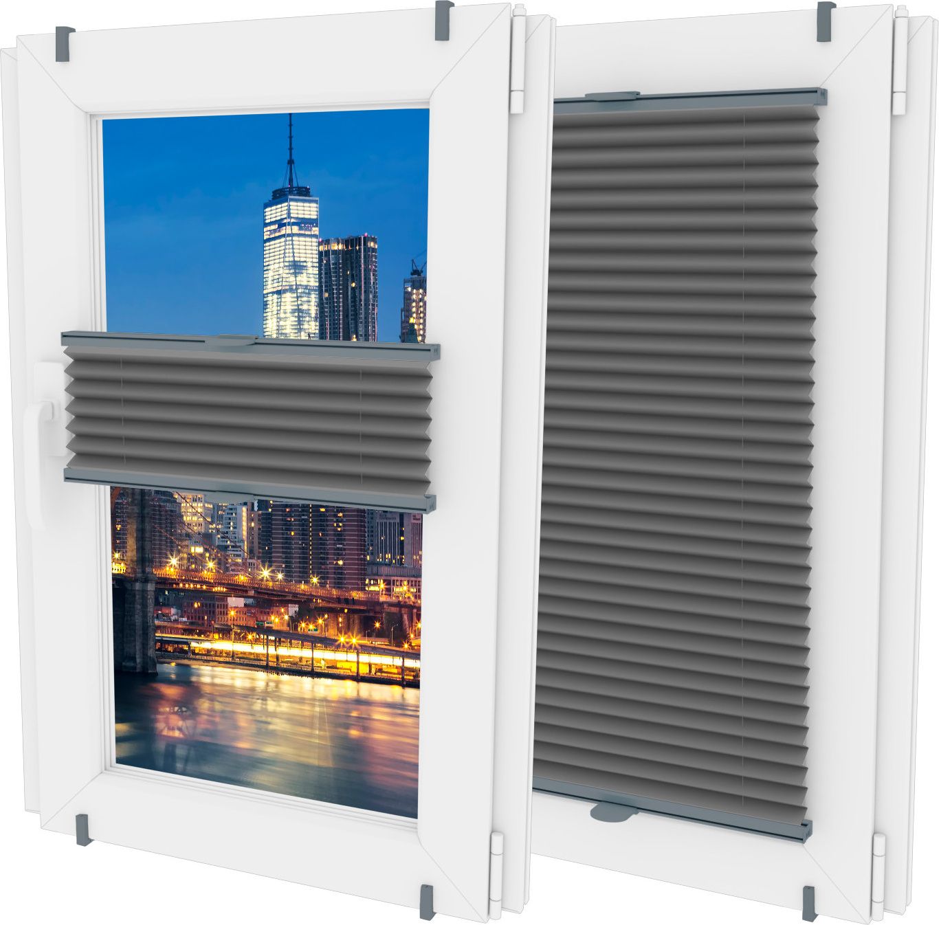 Oslonaokna 'Roleta plisowana plisa wysokość do 150cm kolor Ciemnoszary'