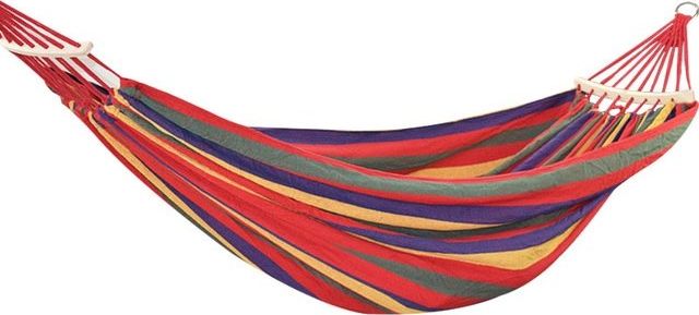 Hamak jednoosobowy 190x80cm z drążkiem 40 cm (KX9664)