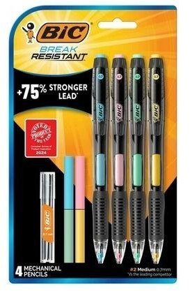 Bic Ołówek mechaniczny + wkłady + gumka 4szt