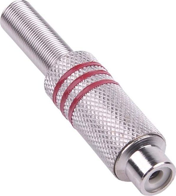 Gniazdo RCA srebrne 3 paski na kabel czerwone |- 1SZT.