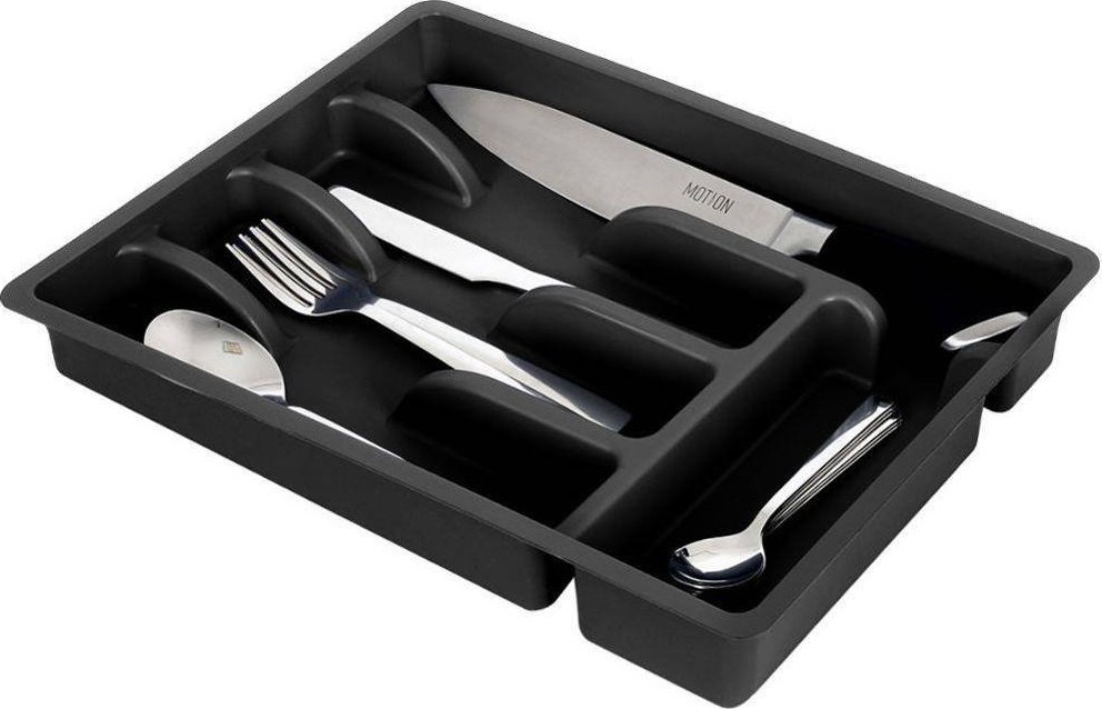 Vilde Organizer na sztućce przybory wkład do szuflady czarny 5 przegródek 36x25,5x6 cm