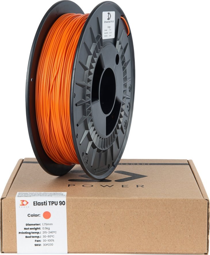 3DPower Filament 3DPower Elasti TPU 90 1.75mm Pomarańczowy 0.5kg