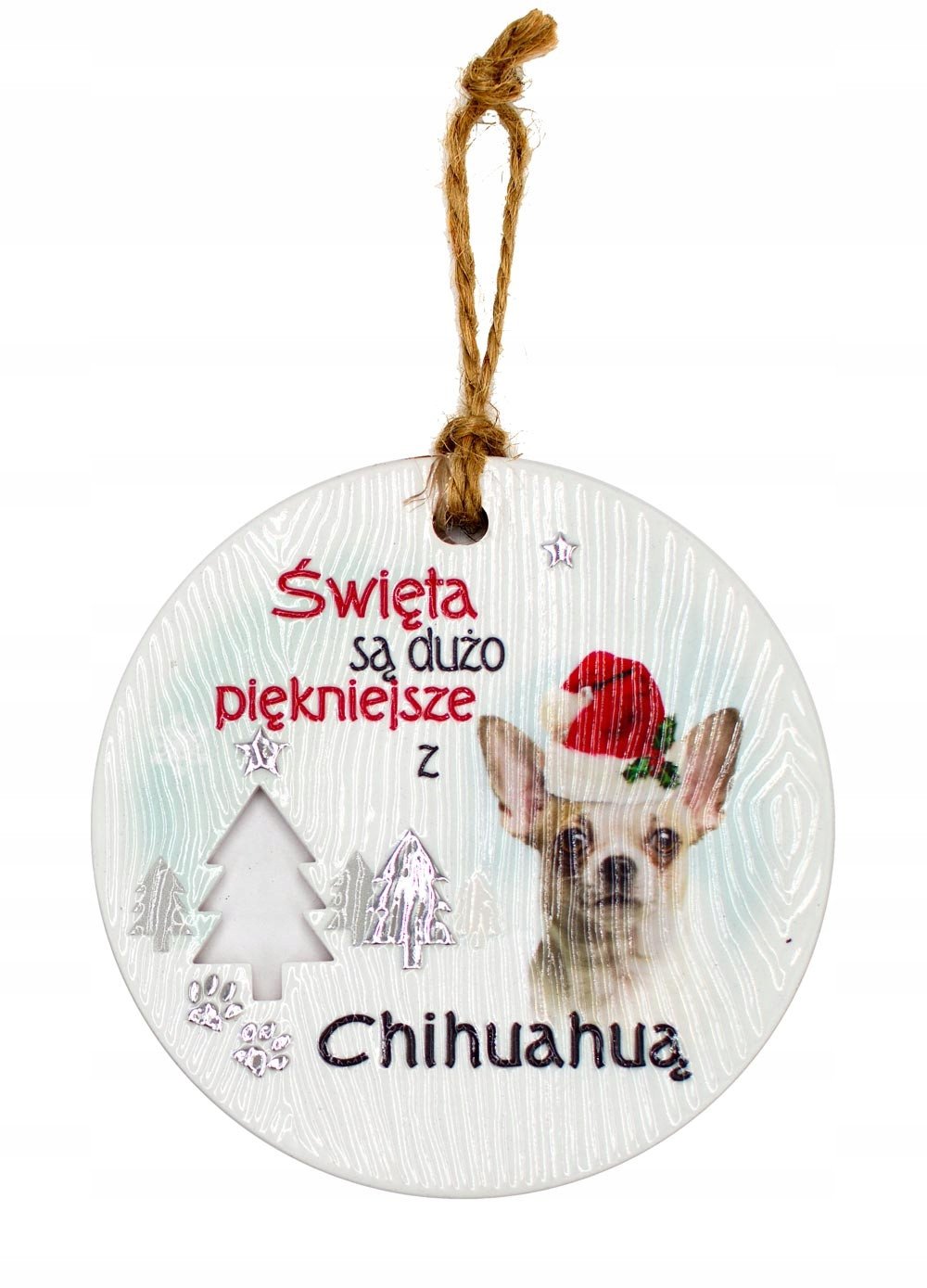 Zawieszka ceramiczna Boże Narodzenie Chihuahua