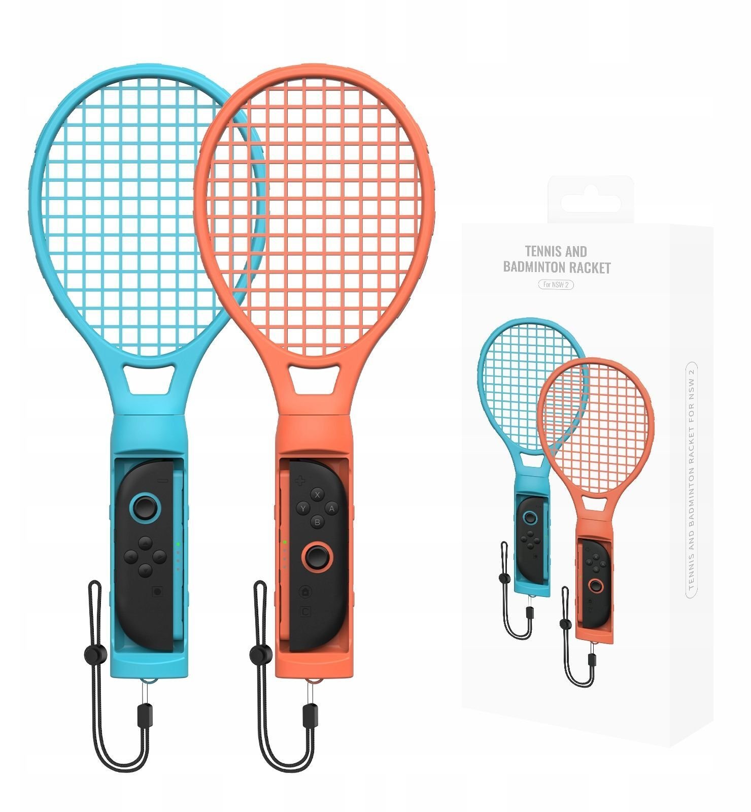 2x Rakieta Tenisowa Rakiety Do Badmintona Tenis - Joy-con Nintendo Switch 2 / Ns2 / Jys-ns2266 / Pomarańczowy / Niebieski