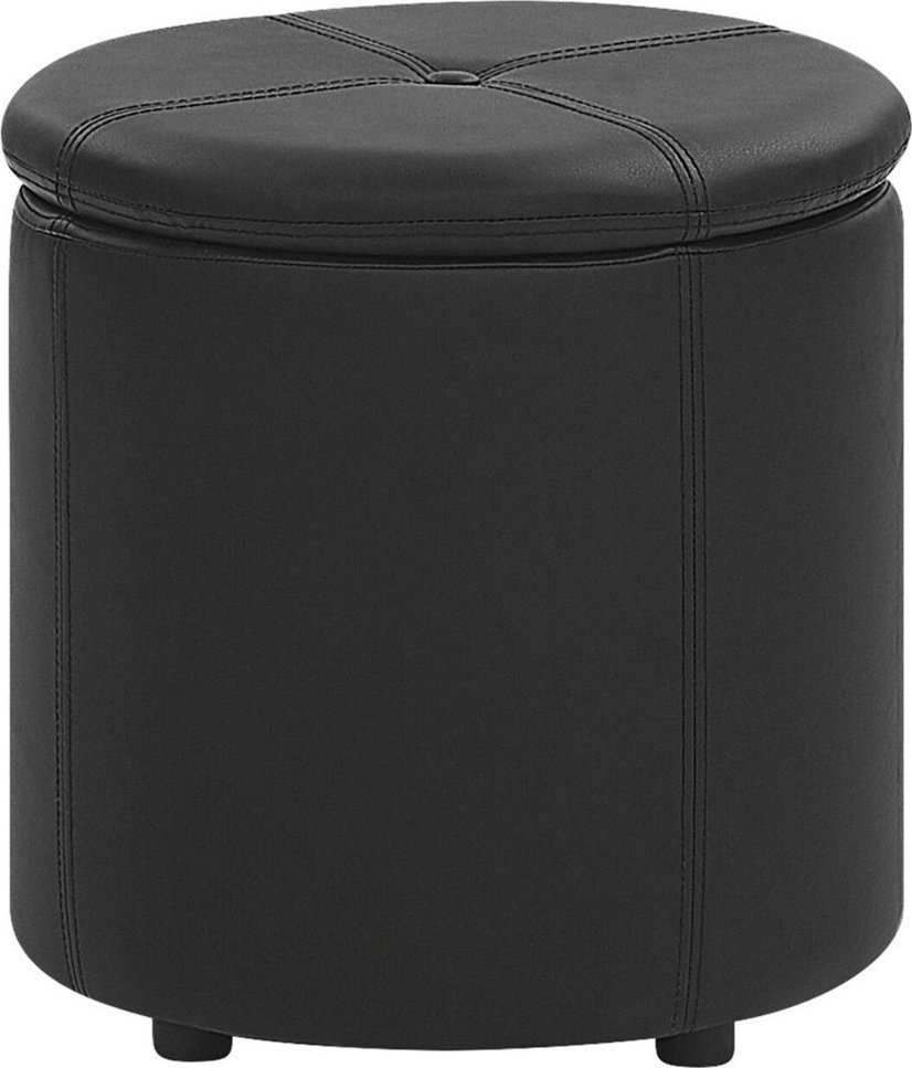 Beliani Puf ze schowkiem ekoskóra ⌀ 38 cm czarny MARYLAND